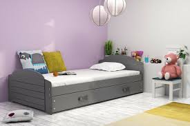 Dieses niedrige bett ist perfekt für jüngere kinder, aber es bleibt ihnen auch im heranwachsen treu. Ben Jugendeinzellbett Einzelbett Kiefer Holz Weiss Grau 200x90 Esa Home