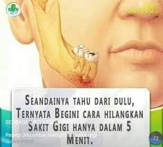 Obat sakit gigi yang paling ampuh dan sering digunakan adalah ponstan. Tips Kesehatan Info Makanan Resep Jitu Sakit Gigi Berawal Dari Pengalaman Pribadi Sakit Gigi Gak Sembuh2 Beberapa Tahun Yg Lalu Dapat Ilmu Dari Seseorang Jika Sakit Gigi Sudah Kambuh Rasa Sakitnya Bisa Sampai