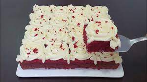 In a stand mixer, beat cream cheese, butter, and sugar until light and fluffy, about 2 minutes. Super Moist Delicious Red Velvet Slice Cake With Cream Cheese Frosting Recipe Youtube