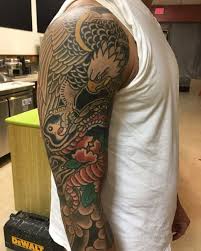 Irezumi is the japanese word for tattoo. Half Sleeve Eagle Tattoo Sleeve