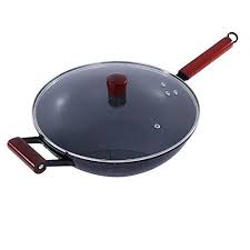Zhangweiwei Pan Non Stick Iron Stone Frying Pan Induction Cooker General Frying Pan Kitchenware Anti Hot Mahogany Handle Te Tempered Glass Kitchenware Mahogany