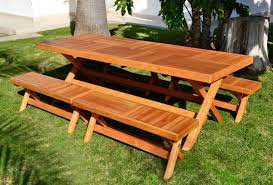 This design is a remake of a very old table… Redwood Rectangular Folding Picnic Table With Fold Up Legs