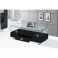 Rustic brown wood industrial coffee table with 2 drawers tempered glass top with storage shelf cabinet metal frame uniquelifes 5 out of 5 stars (5) $ 279.00 free. Modern Black Coffee Table With Drawer And Glass Top Cordoba