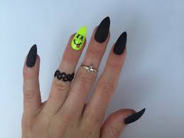 24 Neon Smiley And Matte Black Stiletto Nails Neon Festival Nails Matt Black Nails Matte Black Press On Nails Edgy Nails Matte Stiletto Nails Festival Nails