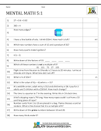 5th Grade Math Challenge Worksheets Mental Math 5th Grade Free And Awesome And A Lot Of Them Free Math Worksheets Mental Math Mental Maths Worksheets