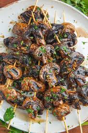Balsamic Garlic Grilled Mushroom Skewers Recipe Bbq Recipes Skewer Recipes Healthy Recipes
