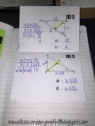 Mrs Newells Math Better Questions Special Right Triangles