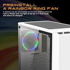 Aigo Gaming Case Atx Computer Pc Cases With 120mm Led Rainbow Fan Desktop Computer Case Chassis Rgb Light Pc Case Tempered Glass Egamingspot Your 1 Pc Gaming Accessories Superstore