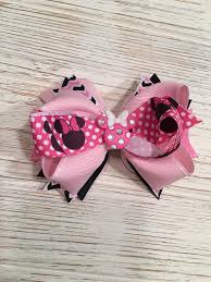 A wide assortment for girls of all ages. Girls Hair Bow 3 1 2 Wide Flower Pink Black Minnie Grosgrain Alligator Clip