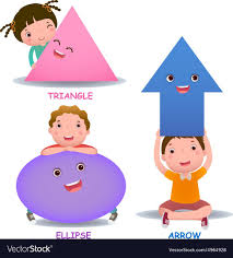 Cute Little Cartoon Kids With Basic Shapes Ellipse Arrow Triangle For Children Education Download A Free Preview Shapes For Kids Shapes Preschool Cartoon Kids