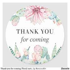 Thank You For Coming Floral Cactus Baby Shower Classic Round Sticker Zazzle Com Baby Shower Stickers Round Stickers Baby Shower