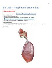 Lab 9 Respiratory System Online Docx 1 Bio 163 U2013 Respiratory System Lab Your Name Here Activity 1 Respiratory System Lab 1 Launch The View U2022 Course Hero