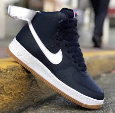 Nike Air Force 1 Hi Navy Gum Bottom In 2020 Nike Shoes Air Force Nike Air Force Nike Air