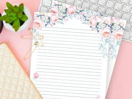 The kindergarten writing paper pdf you see below is easy to print and has solid and dotted lines. Printable Lined Writing Paper Floral Stationery Set Of 2 Blank Letter Sheet Journal Notes Download For