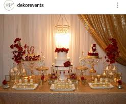 Gold White And Red Engagement Party Dessert Table And Decor Engagement Party Dessert Table Wedding Cake Red Engagement Party Desserts