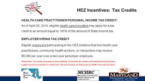 Health Enterprise Zone Tax Credit Overview Christina Shaklee