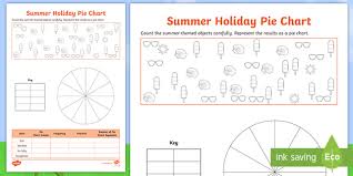 summer themed holiday pie chart worksheet