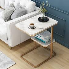 Creative Side Table Living Room Small Tea Table Sofa Corner Iron Frame Square Coffee Table Sofa Side Table With One Shelf In 2020 Living Room Side Table Iron Frame Coffee Table