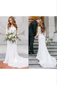 V Neck Chiffon Lace Illusion 3 4 Length Sleeve Wedding Gown Dress Afford Bridal Dresses Uk Timeless Wedding Dress Chiffon Wedding Gowns
