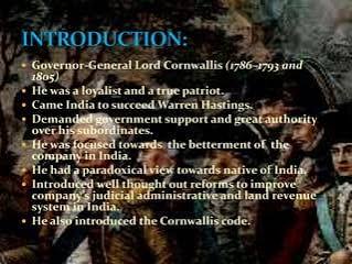 reforms of governor-general lord Cornwallis | PPTX