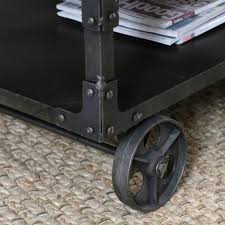 50 l rustic cart coffee table industrial iron wheels teak recycled woods. Industrial Metal Coffee Table On Wheels