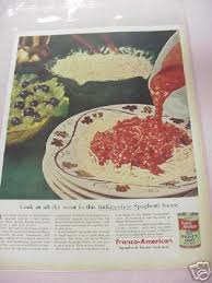 28 best images about spaghettios on. 1955 Franco American Spaghetti Sauce With Meat Color Ad