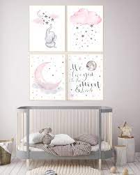 Nursery Decor Elephant Nursery Decor Girl Elephant We Love You To The Moon And Back Pink And Gray Elephant Nursery Wall Art Baby Room In 2021 Elephant Nursery Decor Girl Nursery
