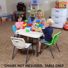 Lifetime Children S 24 In W Square Folding Table In Almond Kids Chairs Kids Folding Table Kid Table
