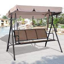 Goplus Goplus 3 Person Patio Swing Outdoor Canopy Awning Yard Furniture Hammock Steel Patio Swing Canopy Patio Swing Outdoor Patio Swing