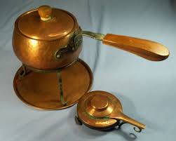 Vintage 1940 S Copper Stockli Netstal Fondue Pot Set Stand Tray Swiss Made Vgc Fondue Pots Sets Vintage Tray