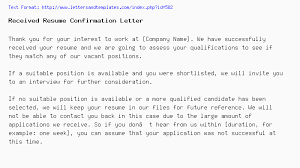 Received Resume Confirmation Letter