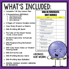 Each worksheet is a free downlaodable pdf file with and answer key attached on the second page. Dna Fingerprinting Profiling Lesson Plan Bundle Forensics The Trendy Science Teacher