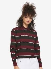 Black And White Long Sleeve Polo Burgundy Black White Long Sleeve Girls Polo Shirt Polo Shirt Girl White Long Sleeve Polo Girls