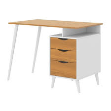 The cabinet contains a computer rack for mounting computers or other electronic equipment. Wooden Office Computer Desk With Angled Legs And Attached File Cabinet White Brown The Urban Port Target