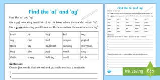 To introduce the atmosphere or professional activity. Ai And Ay Worksheets Teacher Made Resources Teacher Made