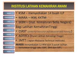 Institusi latihan kemahiran awam atau ringkasnya ilka adalah institusi latihan untuk menyediakan pekerja mahir yang dikendalikan oleh kerajaan malaysia. Pltv Memperkasa Pltv Di Malaysia Ppt Download