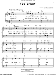 Beatles Yesterday Beginner Sheet Music For Piano Solo Pdf Piano Music Easy Flute Sheet Music Keyboard Sheet Music