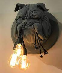 Rogue Taxidermy British Bulldog Trophy Hunter Wall Light Dog Light Unusual Lighting Ceramic Wall Lights