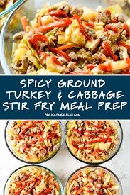 Spicy Ground Turkey Cabbage Stir Fry Meal Prep Project Meal Plan Recipe In 2020 Meal Prep Stir Fry Recipes Meals