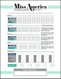 Miss America Scoring Sheet Miss America Party Miss America Pageant Girls America Party