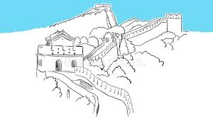 Travel the world in this coloring page series of international places and cultures, from the cities of europe to the rhythms of cuba! China Great Wall Vector Sketch Stock Vector Illustration Of Banner Landmark 74638048