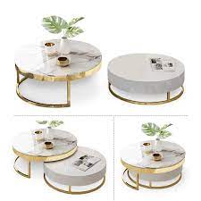 Faux Marble Nesting Coffee Table Round Coffee Table Modern Marble Coffee Table Living Room Round Coffee Table