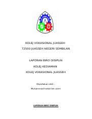 Maybe you would like to learn more about one of these? Laporan Exco Disiplin Bulan Docx Kolej Vokasional Juasseh 72500 Juasseh Negeri Sembilan Laporan Biro Disiplin Kolej Kediaman Kolej Vokasional Juasseh Course Hero