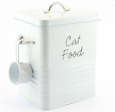 Cat Food Storage Container Tin Box Scoop Ideal Dry Food Biscuits White Metal Boxes Jars Tin Cat Food Storage Container Cat Food Storage Pet Food Storage