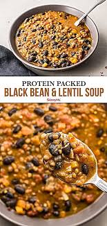 Black Bean And Lentil Soup Protein Packed Black Bean And Lentil Soup Recipe Lentil Soup Recipes Food Recipes Easy Soup Recipes