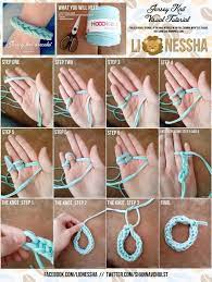 Just choose you favorite colors for the fabric and follow the simple steps to create these stylish finger knitted bracelets. Diy Make Jersey Finger Knitted Bracelets Diy Finger Knitting Finger Knitting Jersey Knit Bracelet