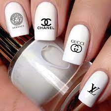 hot modischer schicker cc lv c logo nagel kunst selbstklebende 3d aufkleber slide abziehbilder diy chanel nail art chanel nails swag nails