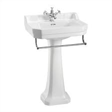 Contemporary basin, towel rail & semi pedestal. Burlington Edwardian Rectangular Washbasin Online 4 Bathrooms