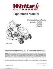 Find white lawn tractors find fully detailed specifications, dimensions & performance figures information of white lawn tractors tractors. White Outdoor Lt 1850 Manuals Manualslib