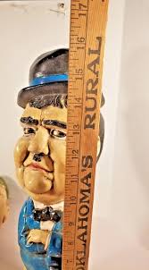 Vintage Chalkware LAUREL & HARDY Statues Figurines Large Sculptures 16"  LOOK